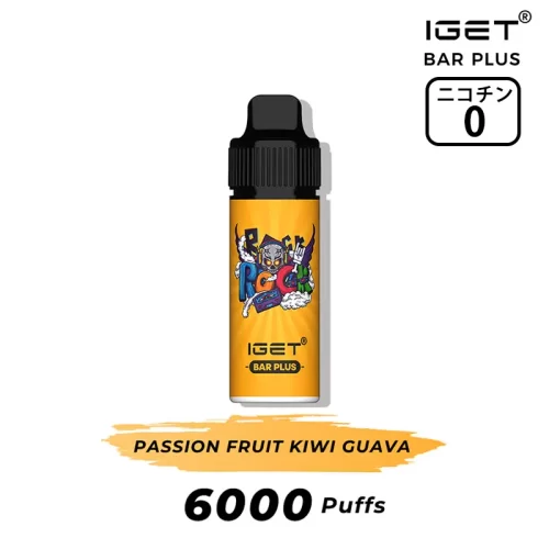 パッションフルーツ・キウイ・グアバ(Passion Fruit Kiwi Guava) - IGET Bar Plus 6000 Puffs ニコチン0