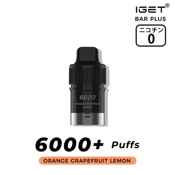 オレンジ・グレープフルーツ・レモン(Orange Grapefruit Lemon) - IGET Bar Plus Pod 6000 Puffs ニコチン0