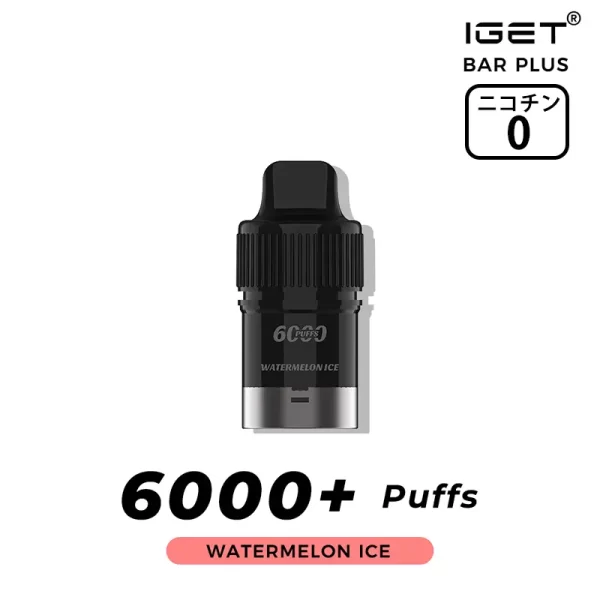 スイカ・アイス(Watermelon Ice) - IGET Bar Plus Pod 6000 Puffs ニコチン0